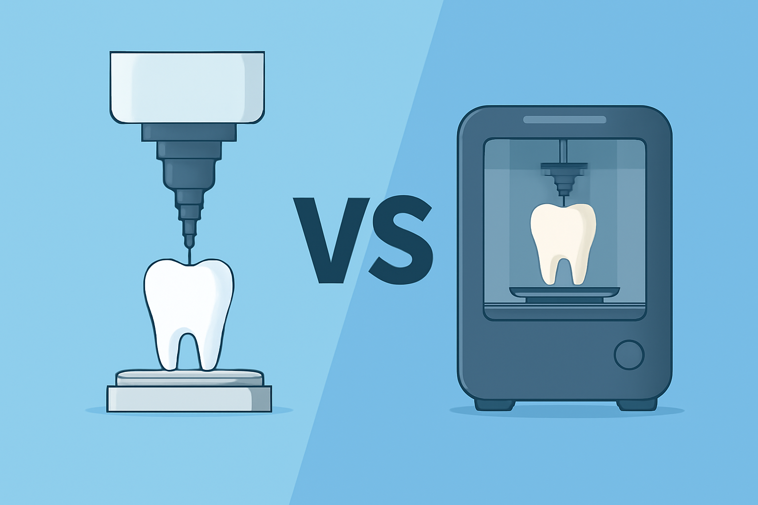 مقایسه میلینگ و چاپ سه‌بعدی در دندان‌پزشکی دیجیتال